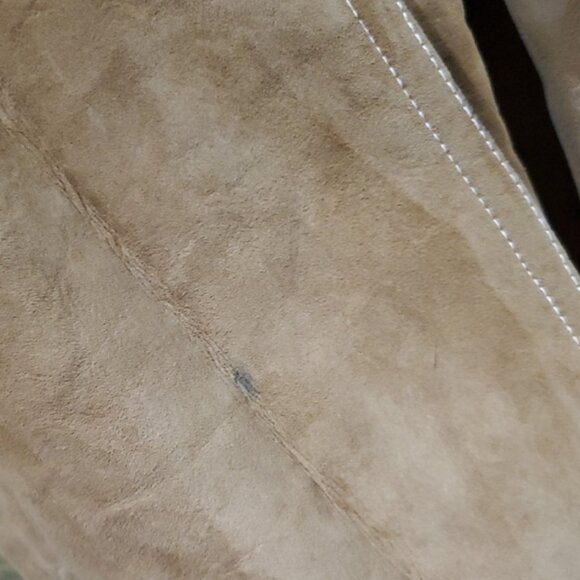 Vintage Tan Caramel Suede Leather Lined Trench Coat 70s 80s Dan Di Modes W Belt - Picture 8 of 16